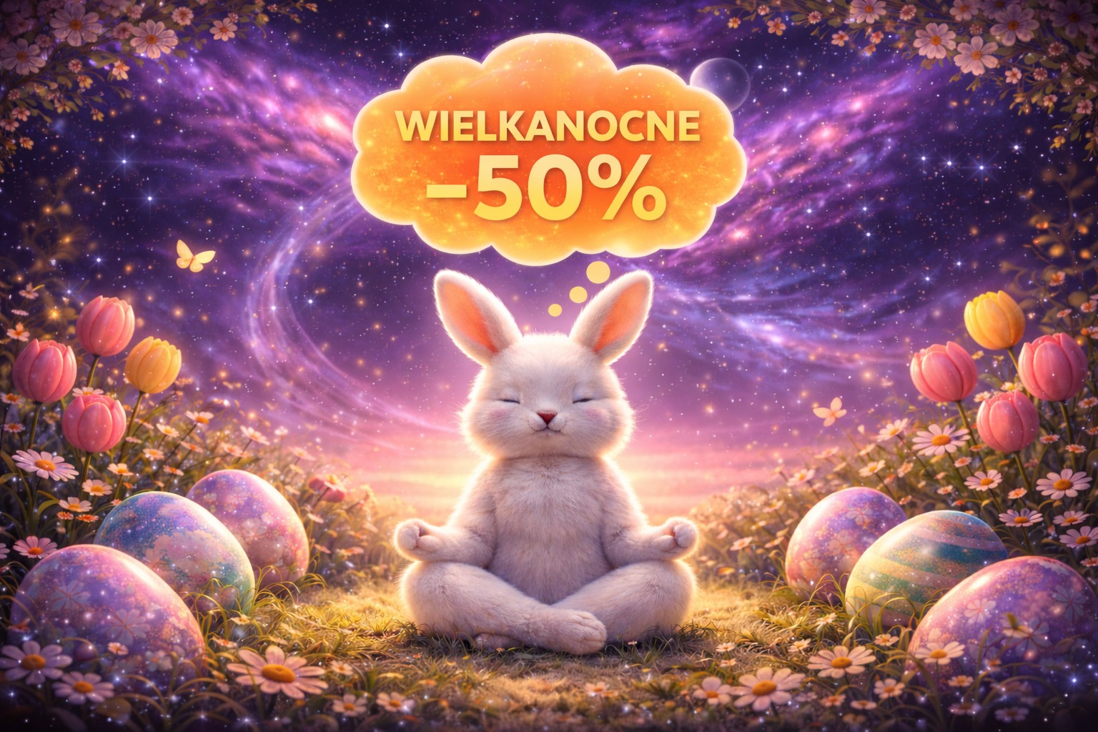 Medytujący Zajączek -50 na Wielkanoc